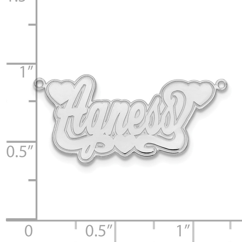 14k White Gold Etched Hearts Name Plate