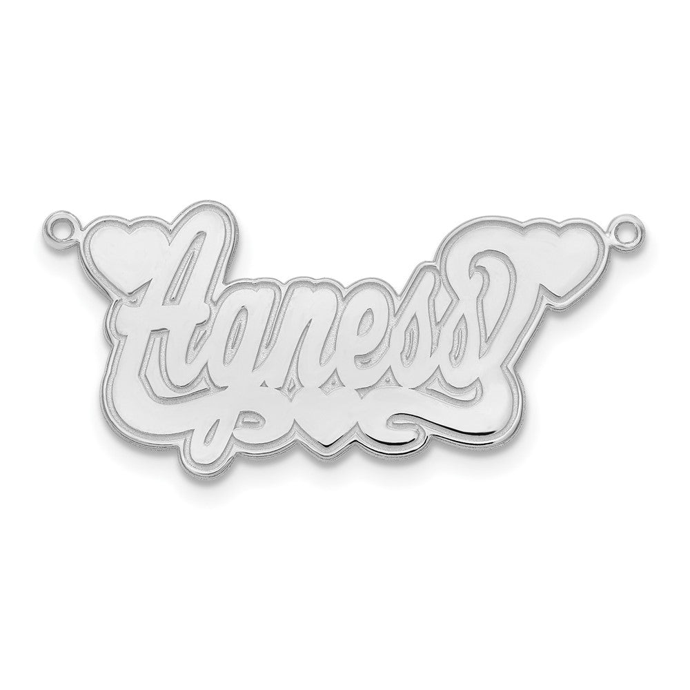 Sterling Silver/Rhodium-plated Etched Hearts Name Plate