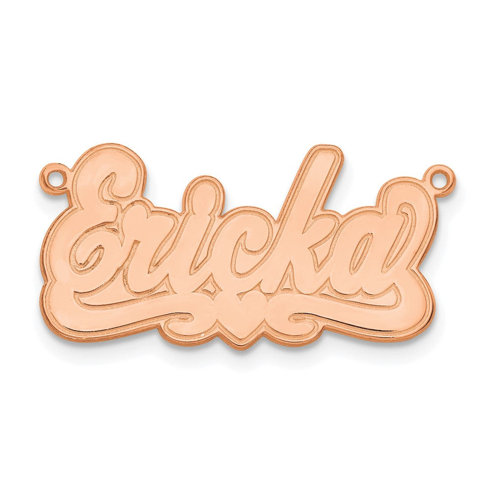 Sterling Silver/Rose-plated Etched Heart Name Plate