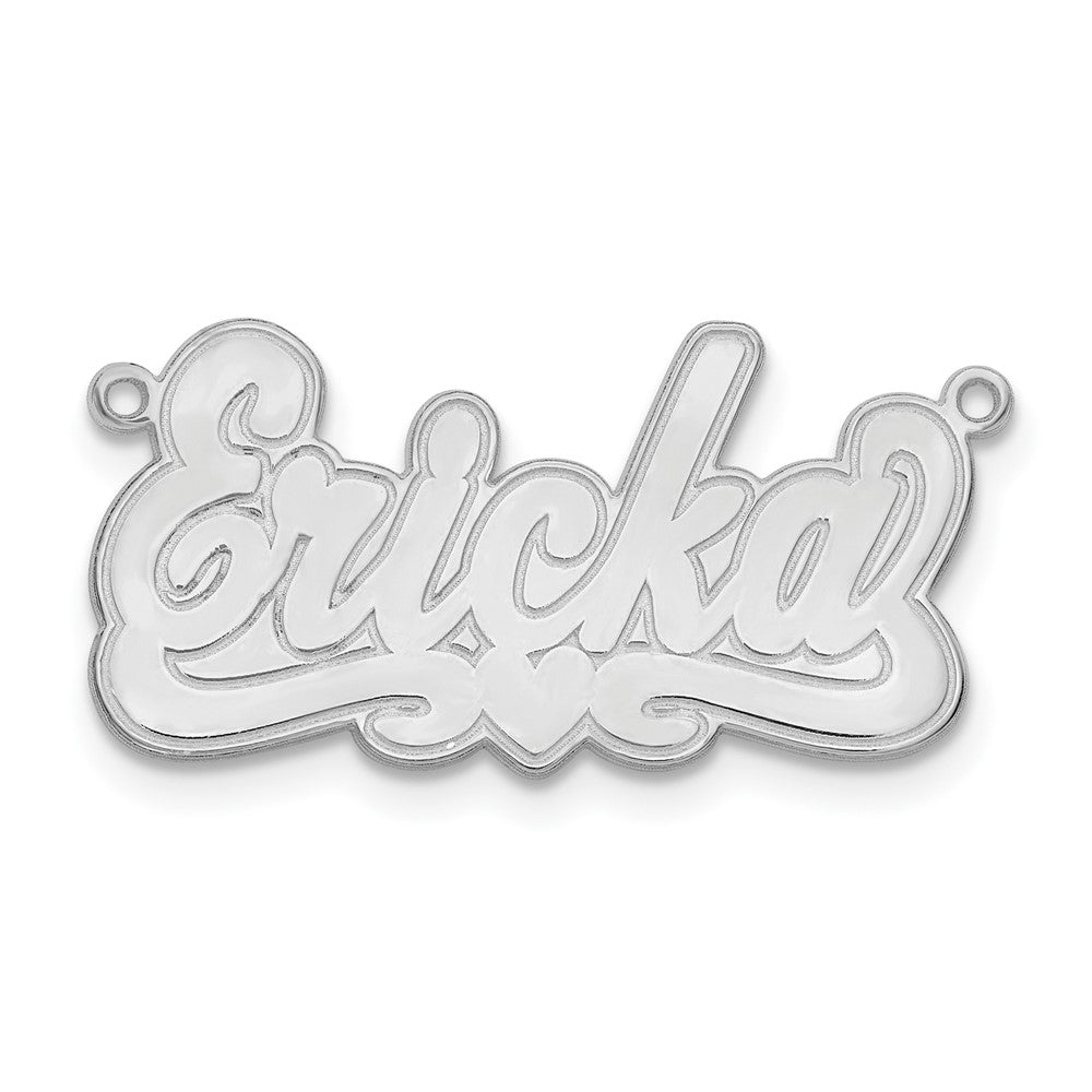 Sterling Silver/Rhodium-plated Etched Heart Name Plate