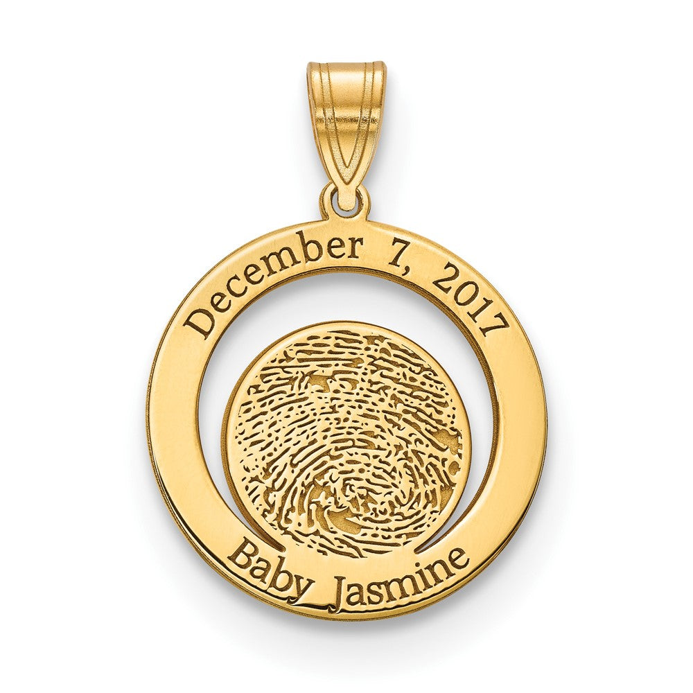 14k Yellow Gold Date and Fingerprint Pendant