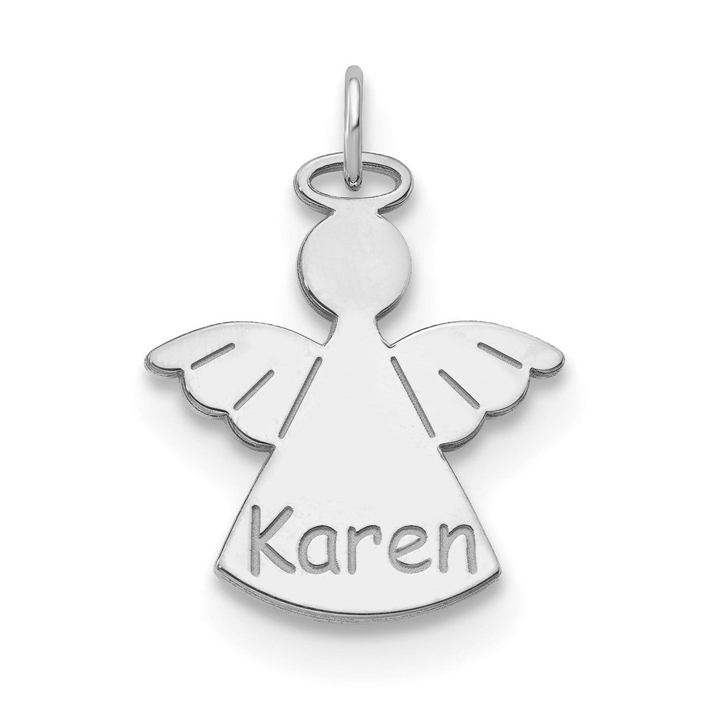 10k White Gold Personalized Angel Charm