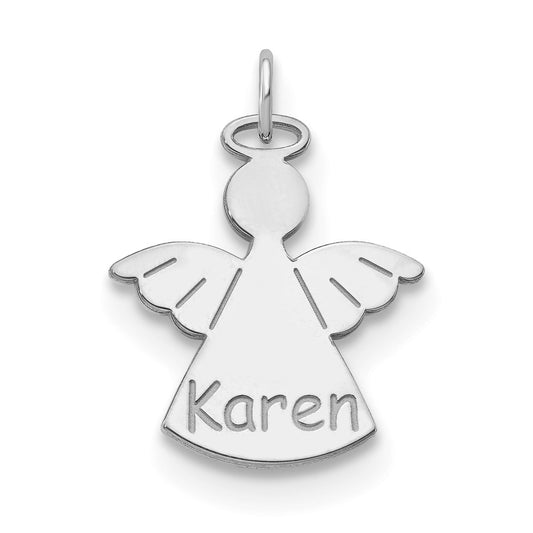 10k White Gold Personalized Angel Charm