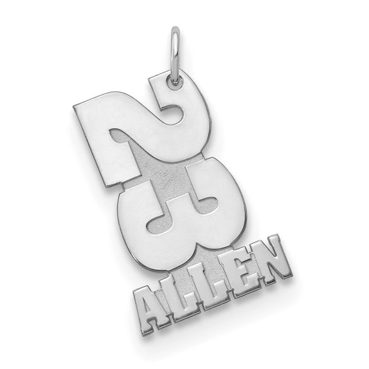 10k White Gold Stacked Number and Name Charm
