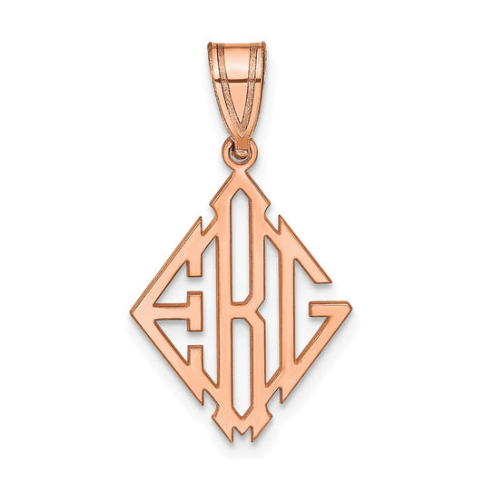 Sterling Silver/Rose-plated Diamond Shape Monogram Pendant