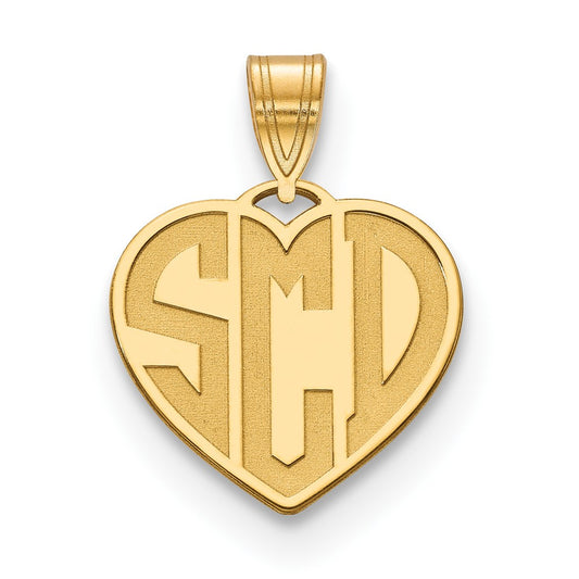 Sterling Silver/Gold-plated Etched Monogram Heart Necklace