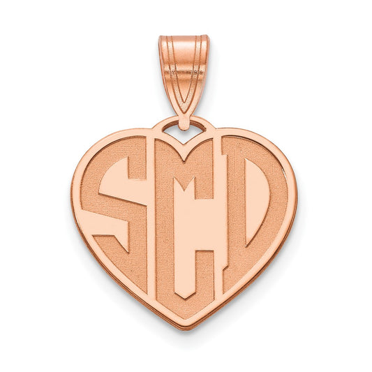 Sterling Silver/Rose-plated Etched Monogram Heart Necklace