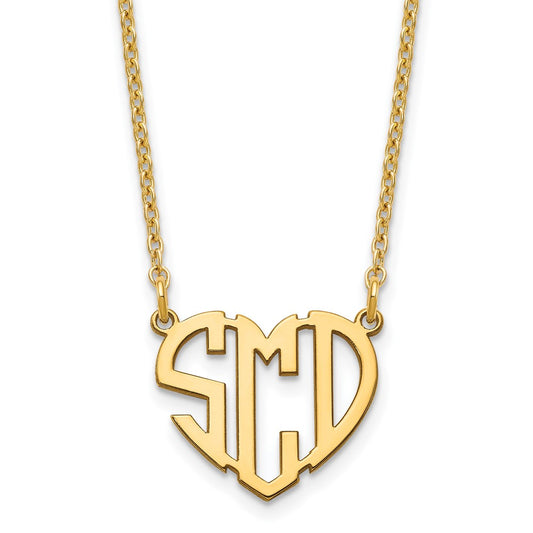Sterling Silver/Gold-plated Heart Monogram Necklace