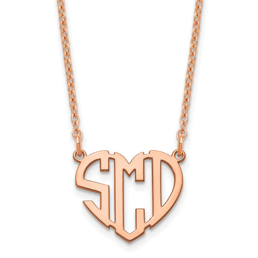 Sterling Silver/Rose-plated Heart Monogram Necklace