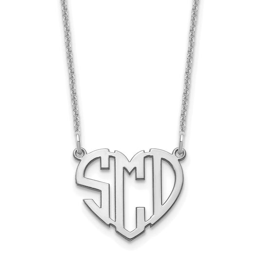 10k White Gold Heart Monogram Necklace