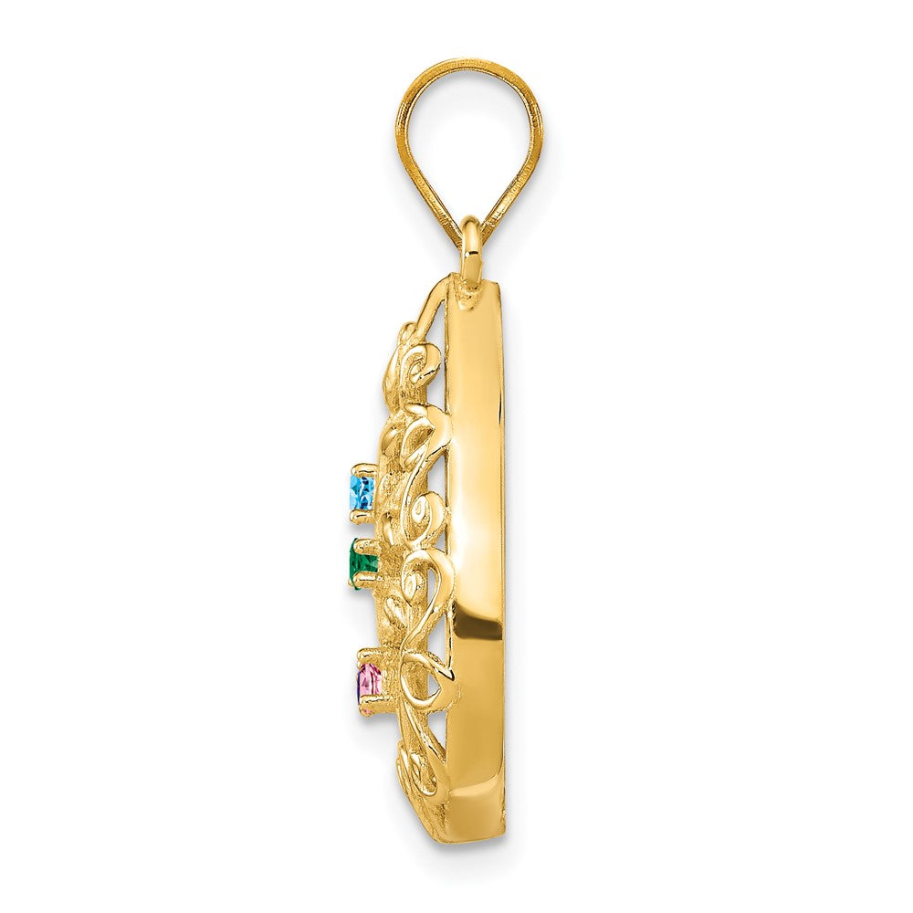 10KY 4 Birthstone Tree of Life Tear Drop Pendant