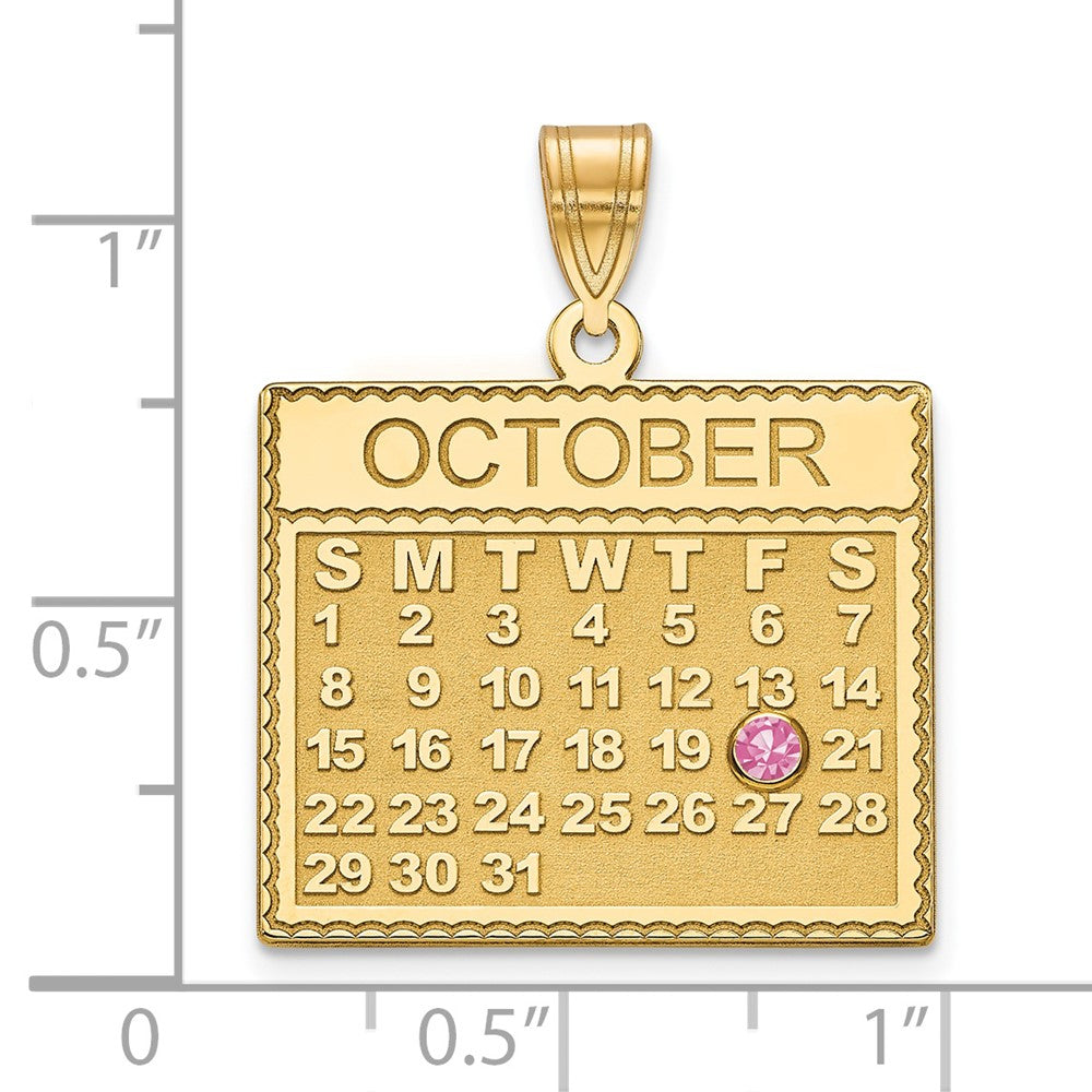 14k YG Calendar w/14k Bezek Birthstone Pendant