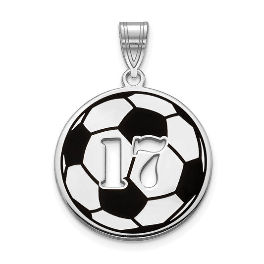 10k White Gold Epoxy  Soccer Ball with Cut-out Number Pendant