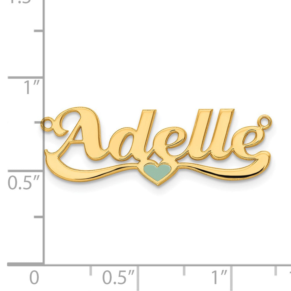 14k Yellow Gold Epoxy Heart Name Plate