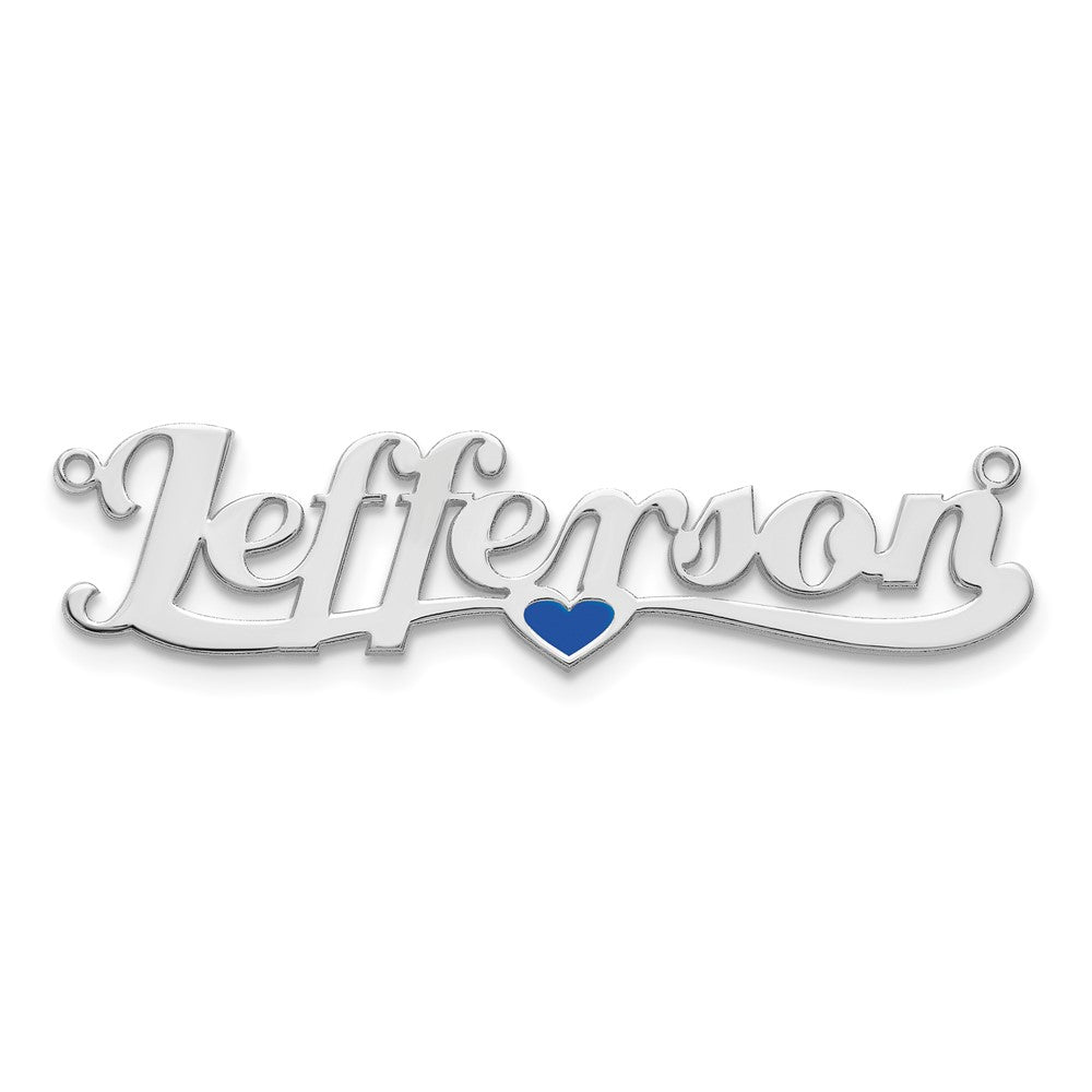 10k White Gold Epoxy Heart Name Plate