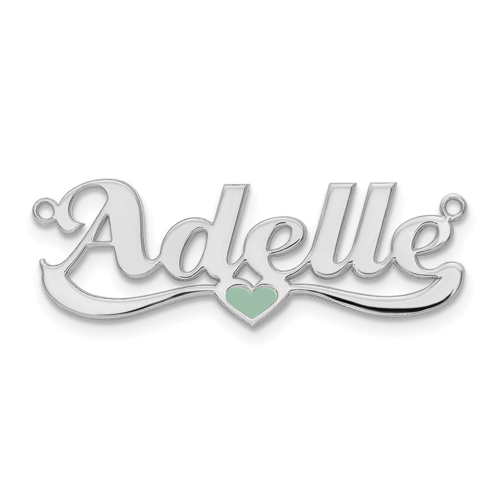 10k White Gold Epoxy Heart Name Plate