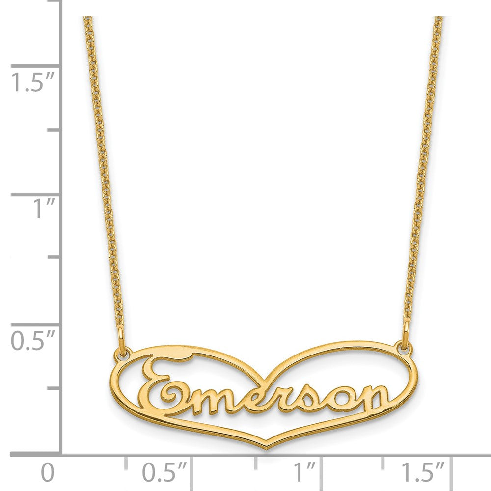 14k Yellow Gold Small Heart and Name Necklace