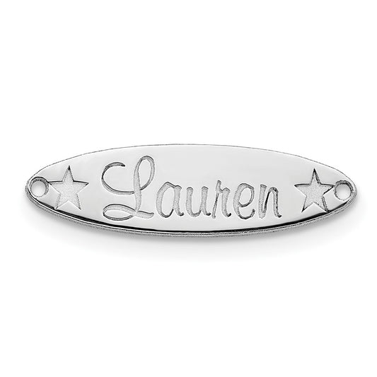 10k White Gold Oval with Stars Name Plate