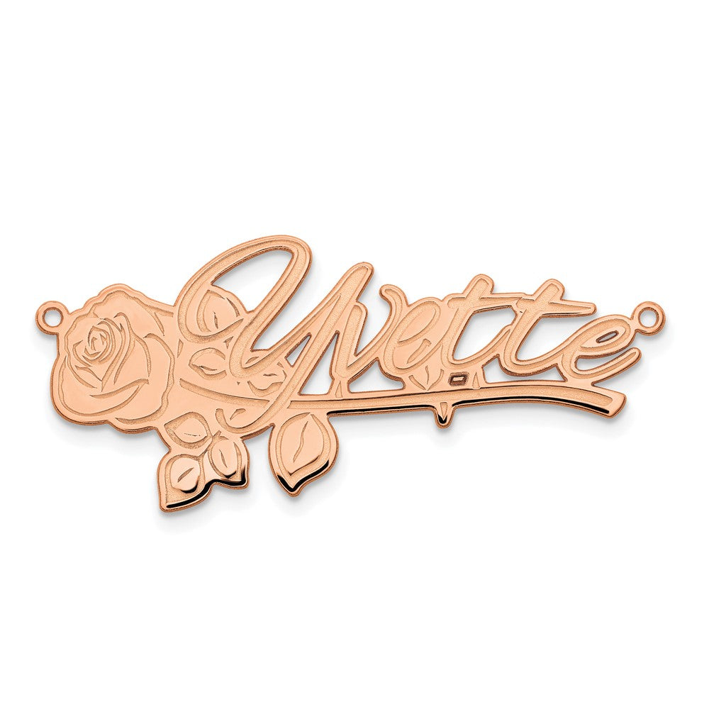Sterling Silver/Rose-plated Rose Name Plate