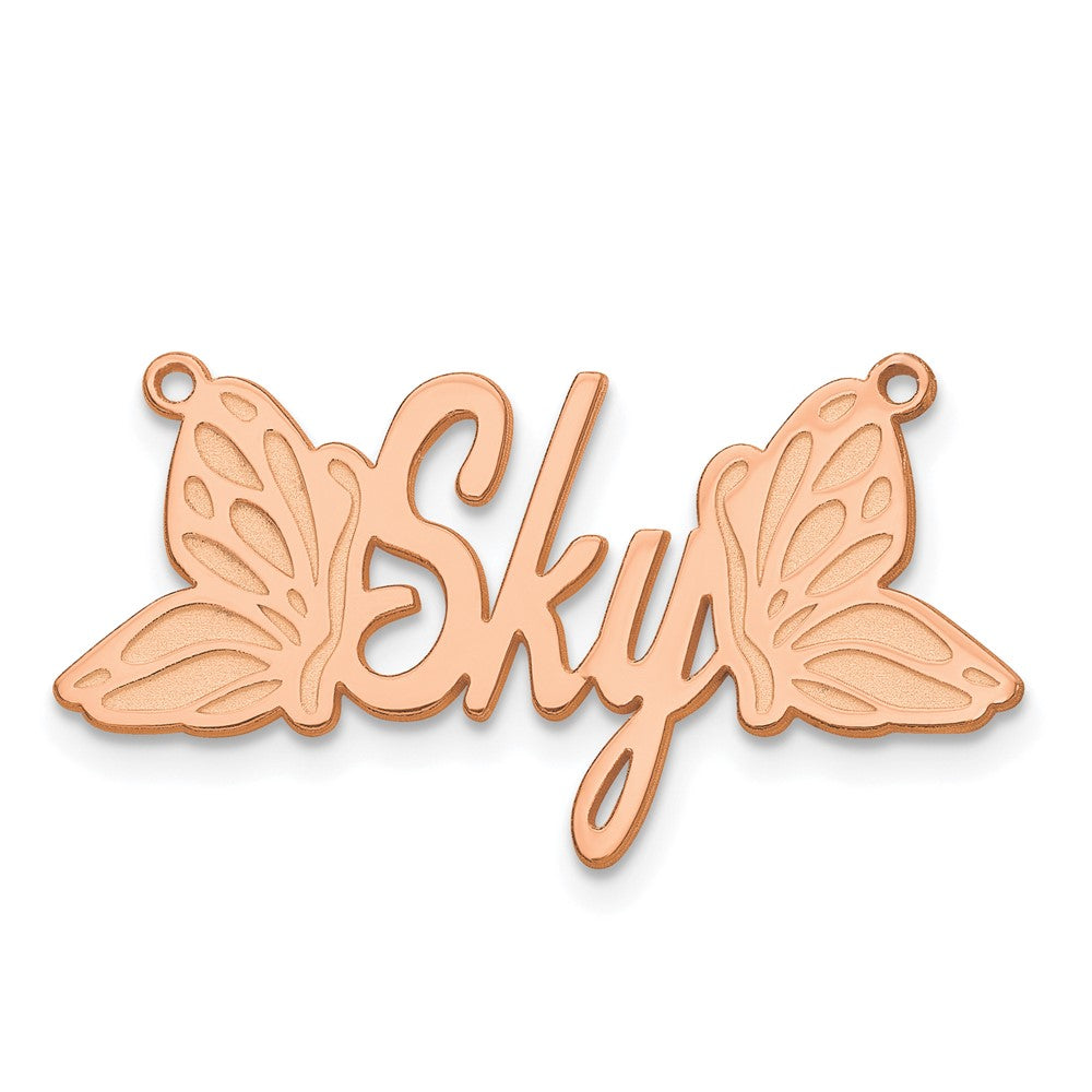 Sterling Silver /Rose-plated Butterfly Name Plate