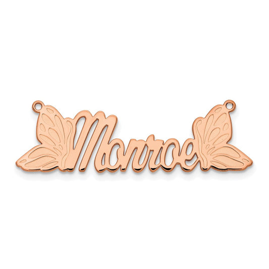 14k Rose Gold Butterfly Name Plate