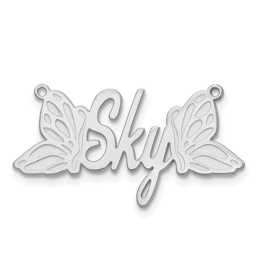 10k White Gold Butterfly Name Plate