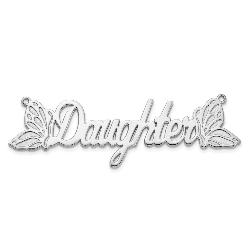 10k White Gold Butterfly Name Plate