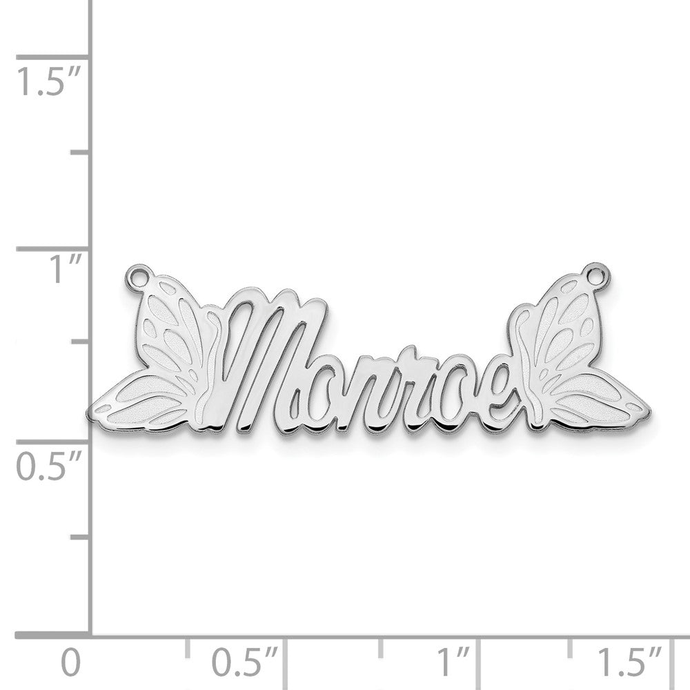 10k White Gold Butterfly Name Plate