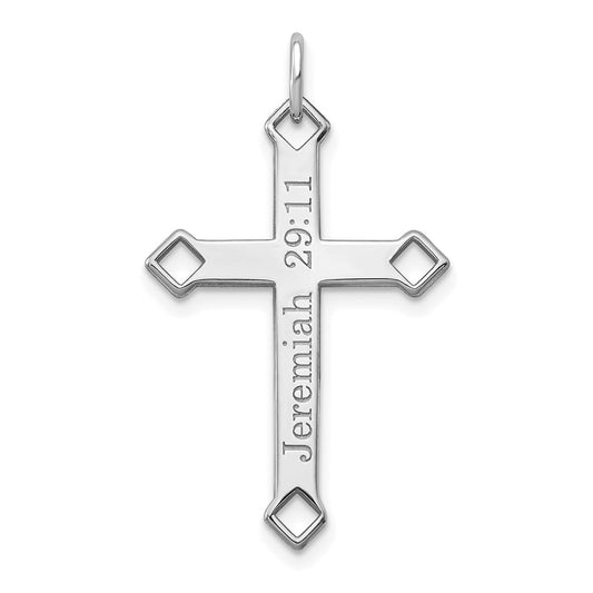 10k White Gold Personalized Cross Charm