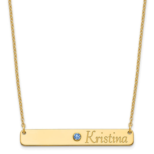 10k WG Personalized Bar w/ 14k Rhod-pltd Bezel BS Necklace
