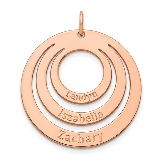 14k Rose Gold 3 Name Circle Charm