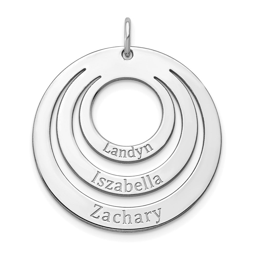 10k White  Gold 3 Name Circle Charm