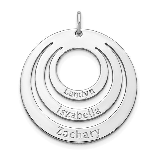 10k White  Gold 3 Name Circle Charm