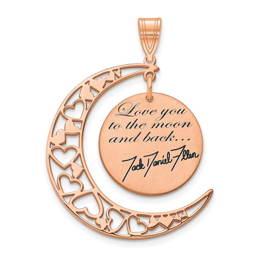 14k Rose Gold LOVE YOU TO THE MOON Signature Pendant