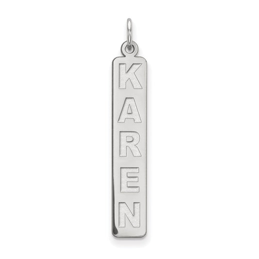 10k White Gold Large  Arial Black New Font Bar Charm