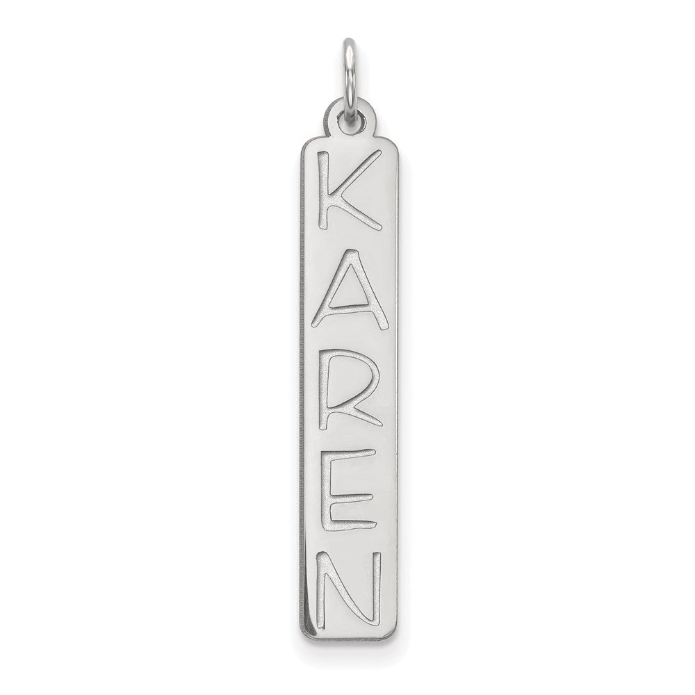 14k White Gold Large Garfield Font  Bar Charm