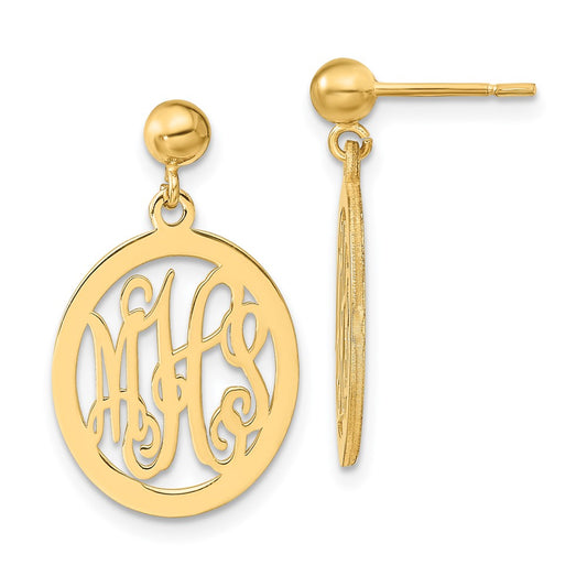 14k Yellow Gold Monogram Dangle Earrings