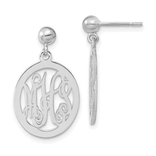 Sterling Silver/Rhodium-plated Monogram Dangle Earrings