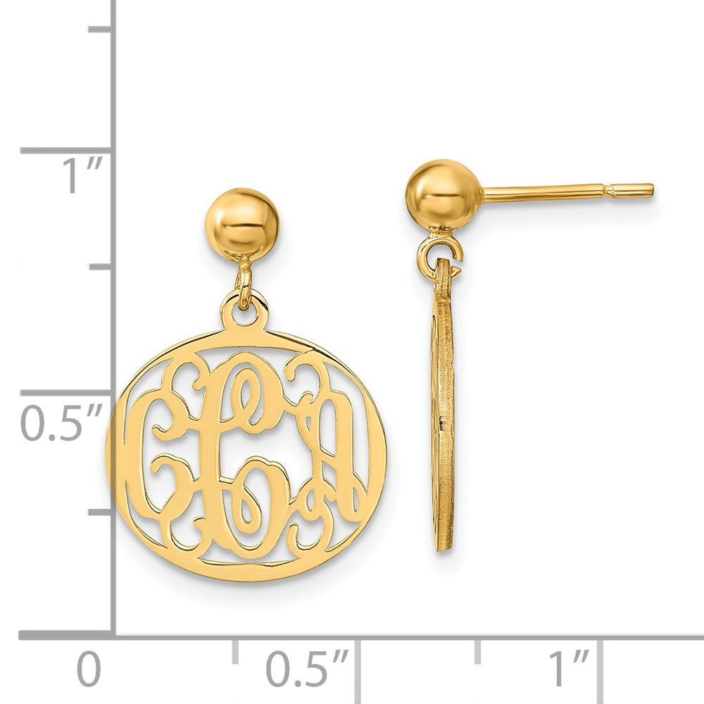 14k Yellow Gold Monogram Dangle Earrings