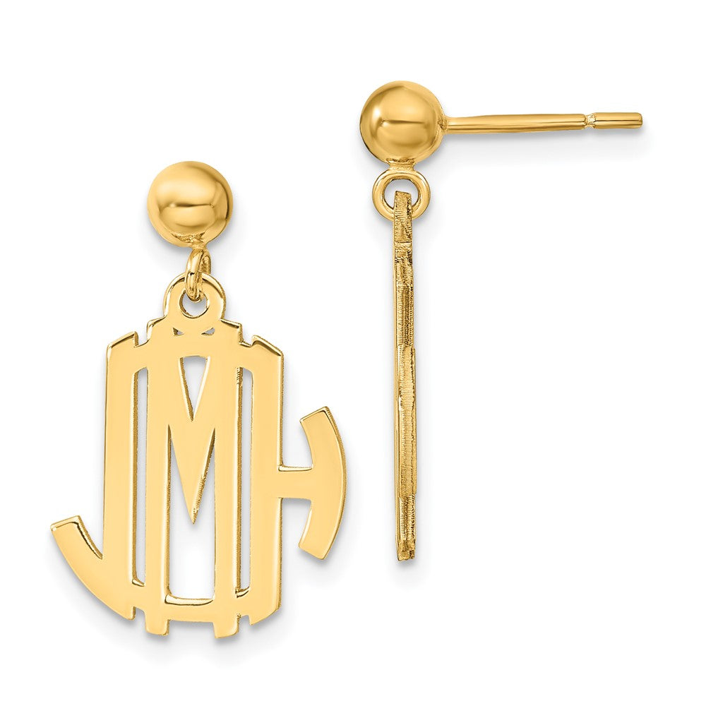 14k Yellow Gold Monogram Dangle Earrings