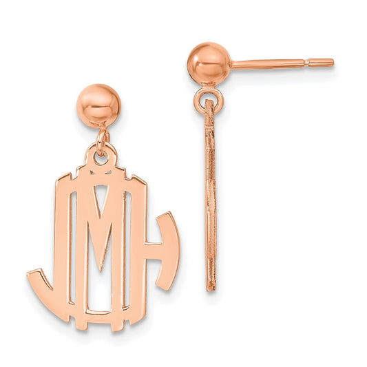 Sterling Silver/Rose-plated Monogram Dangle Earrings