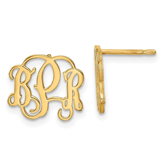 14k Yellow Gold Monogram Post Earrings