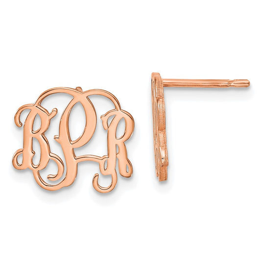 Sterling Silver/Rose-plated Monogram Post earrings