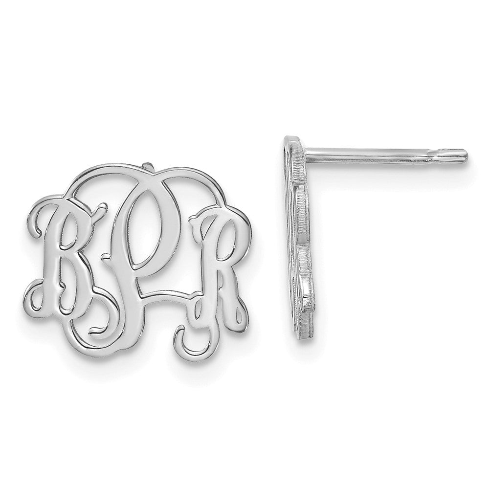 14k White Gold Monogram Post Earrings