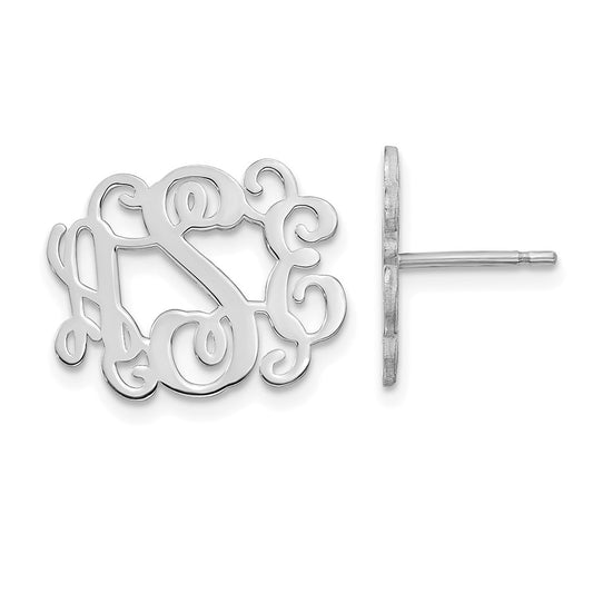 Sterling Silver/Rhodium-plated Monogram Post Earrings