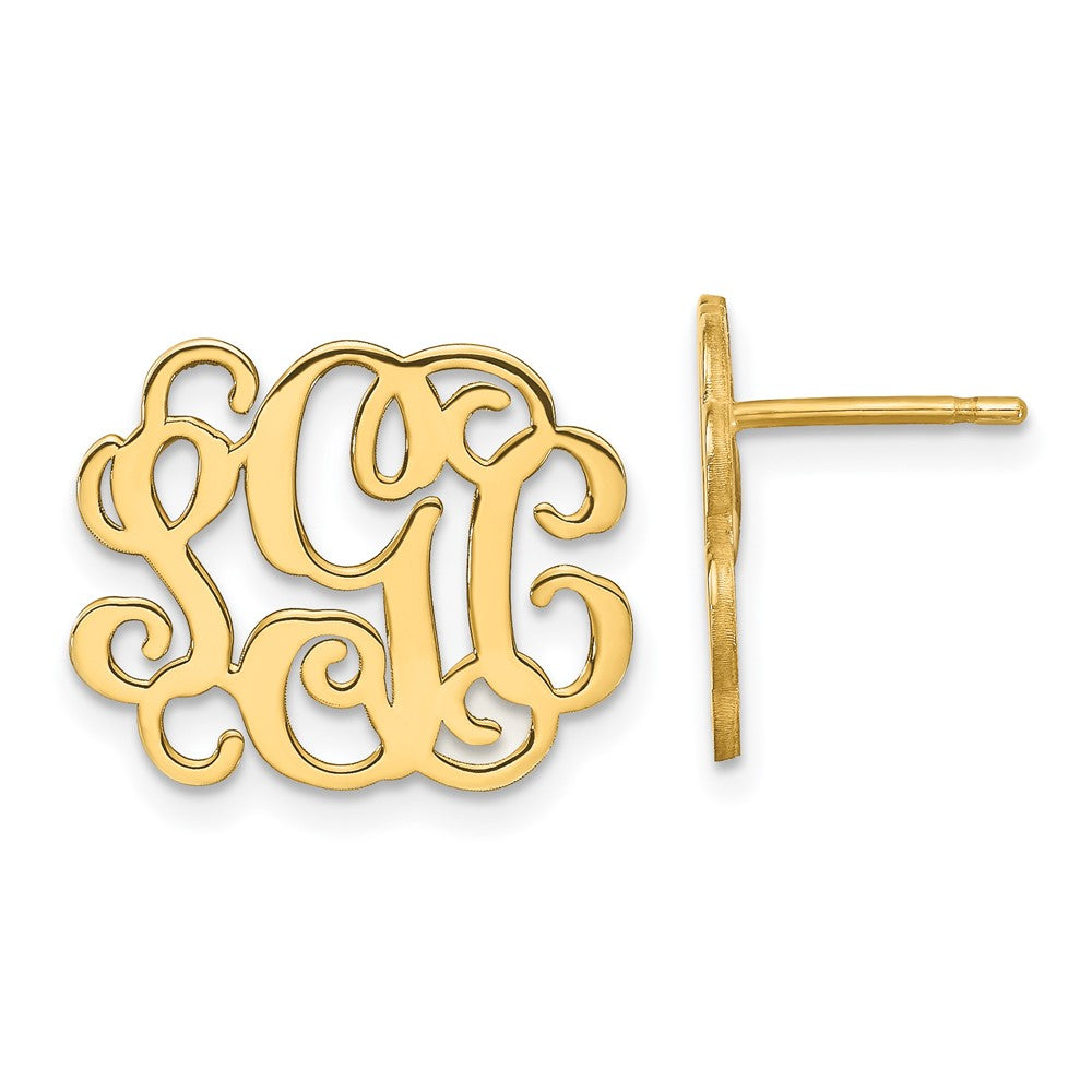 14k Yellow Gold Monogram Post Earrings