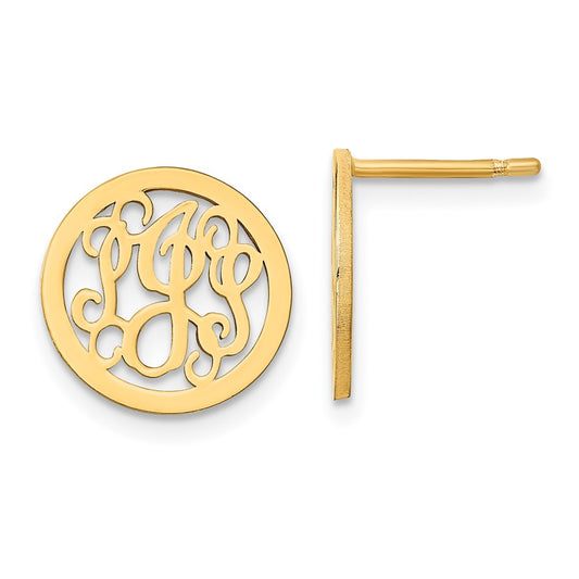 Sterling Silver/Gold-plated Small Round Monogram Post Earrings