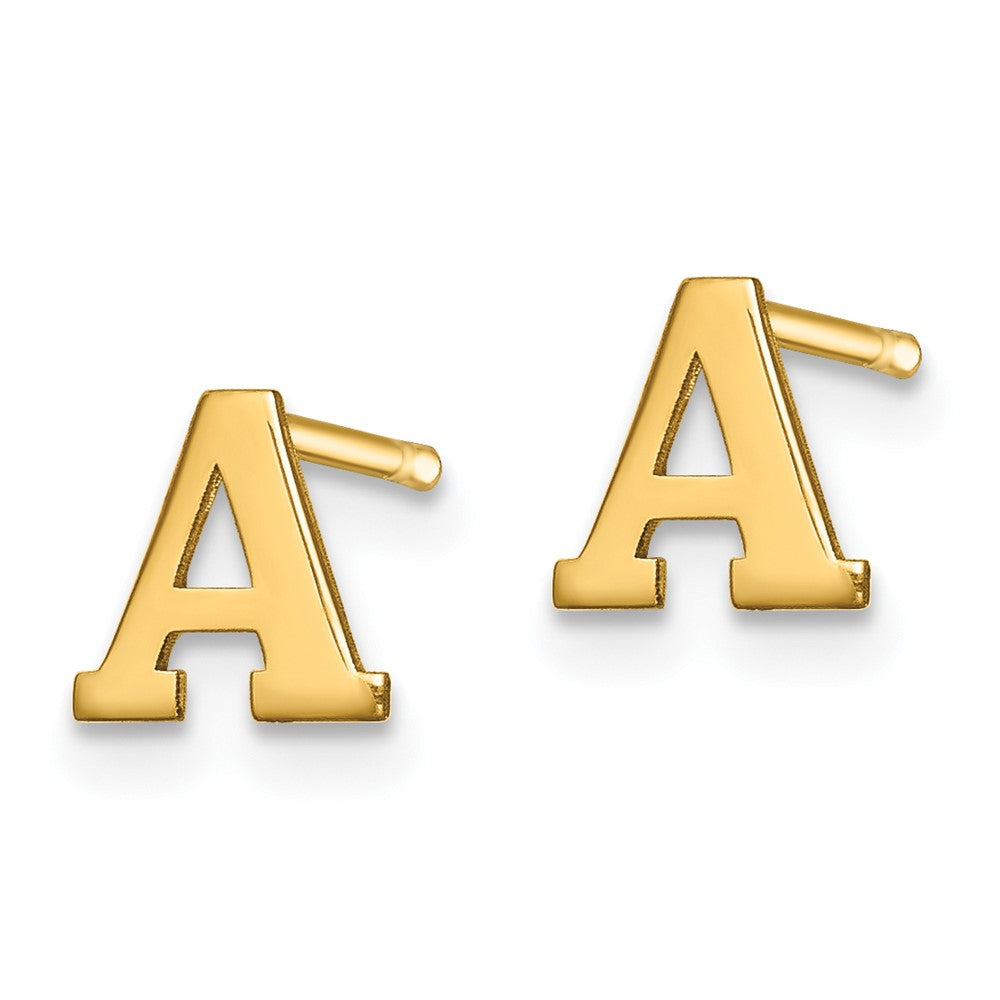 Sterling Silver Gold-plated Letter A Initial Post Earrings