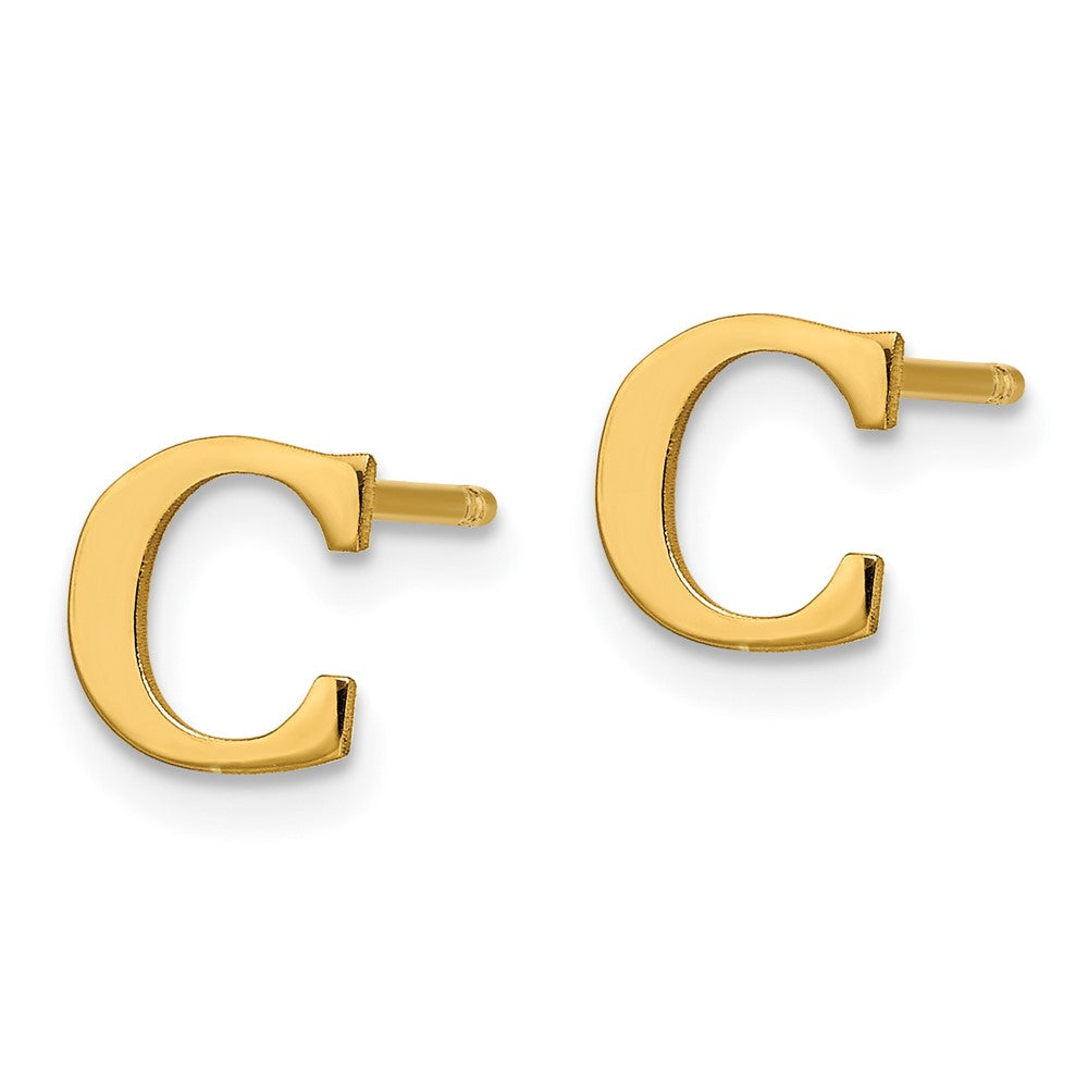 Sterling Silver Gold-plated Letter C Initial Post Earrings