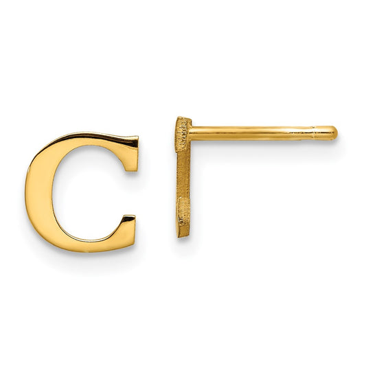 Sterling Silver Gold-plated Letter C Initial Post Earrings